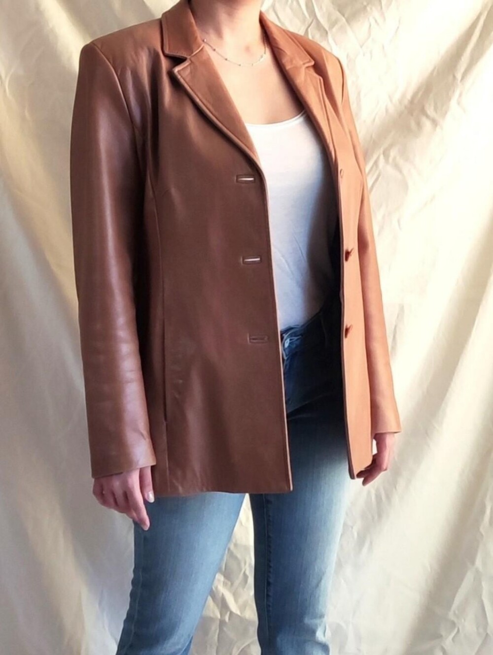 Danier Tan Leather Blazer Style Jacket